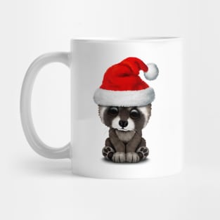 Christmas Raccoon Wearing a Santa Hat Mug